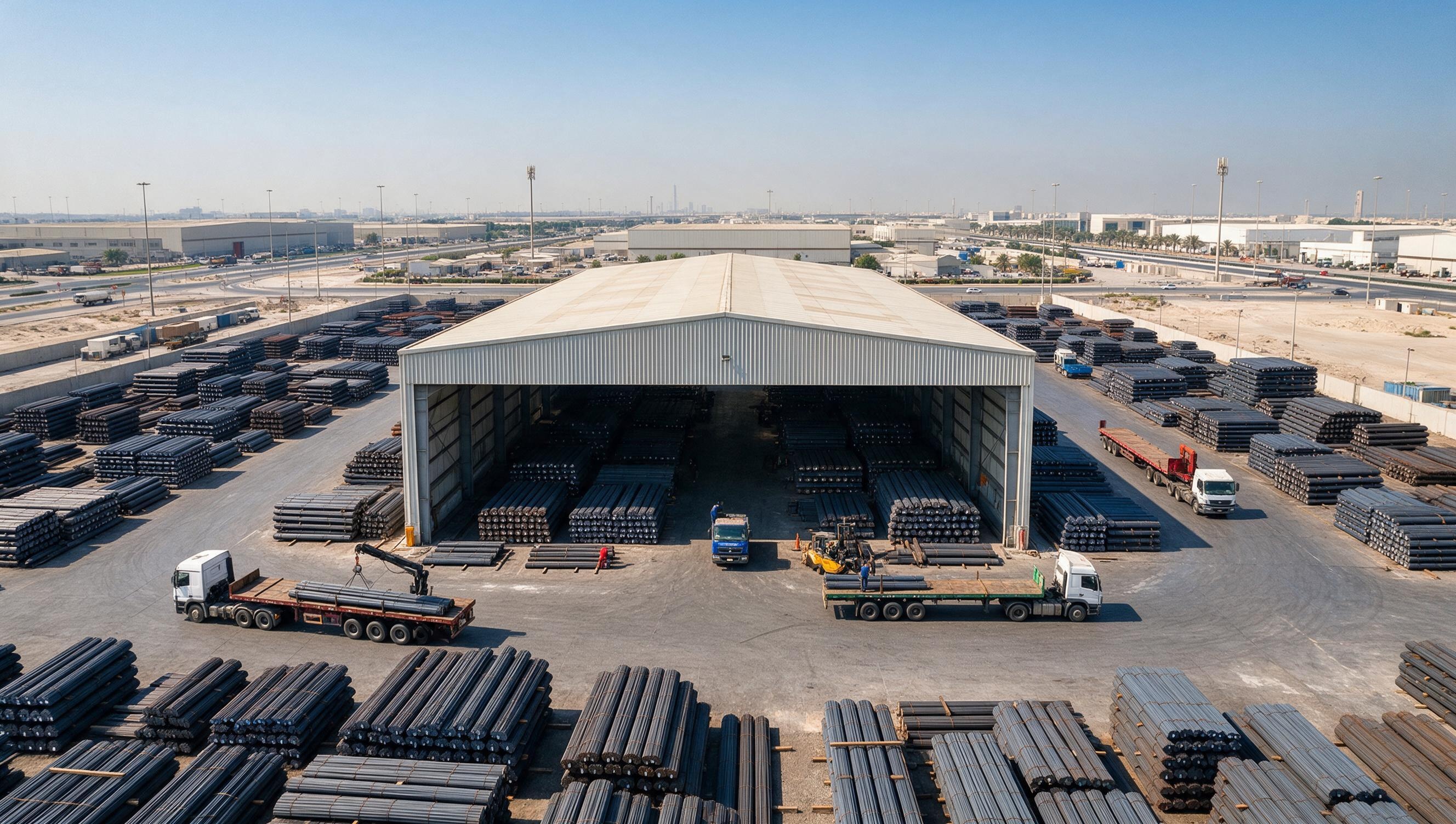 Mahraj Steels warehouse and yard in Dubai